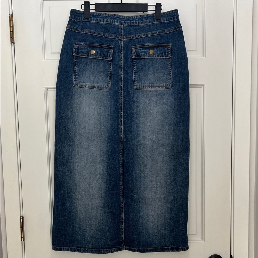90s Y2k Retro Saint Tropez West Maxi Denim Skirt - Size 8 - Picture 11 of 16